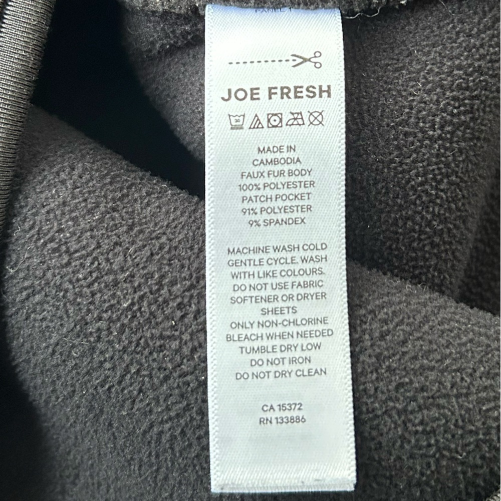 Joe Fresh Black Teddy Jacket with Zip Chest Pocket - Picture 6 of 6